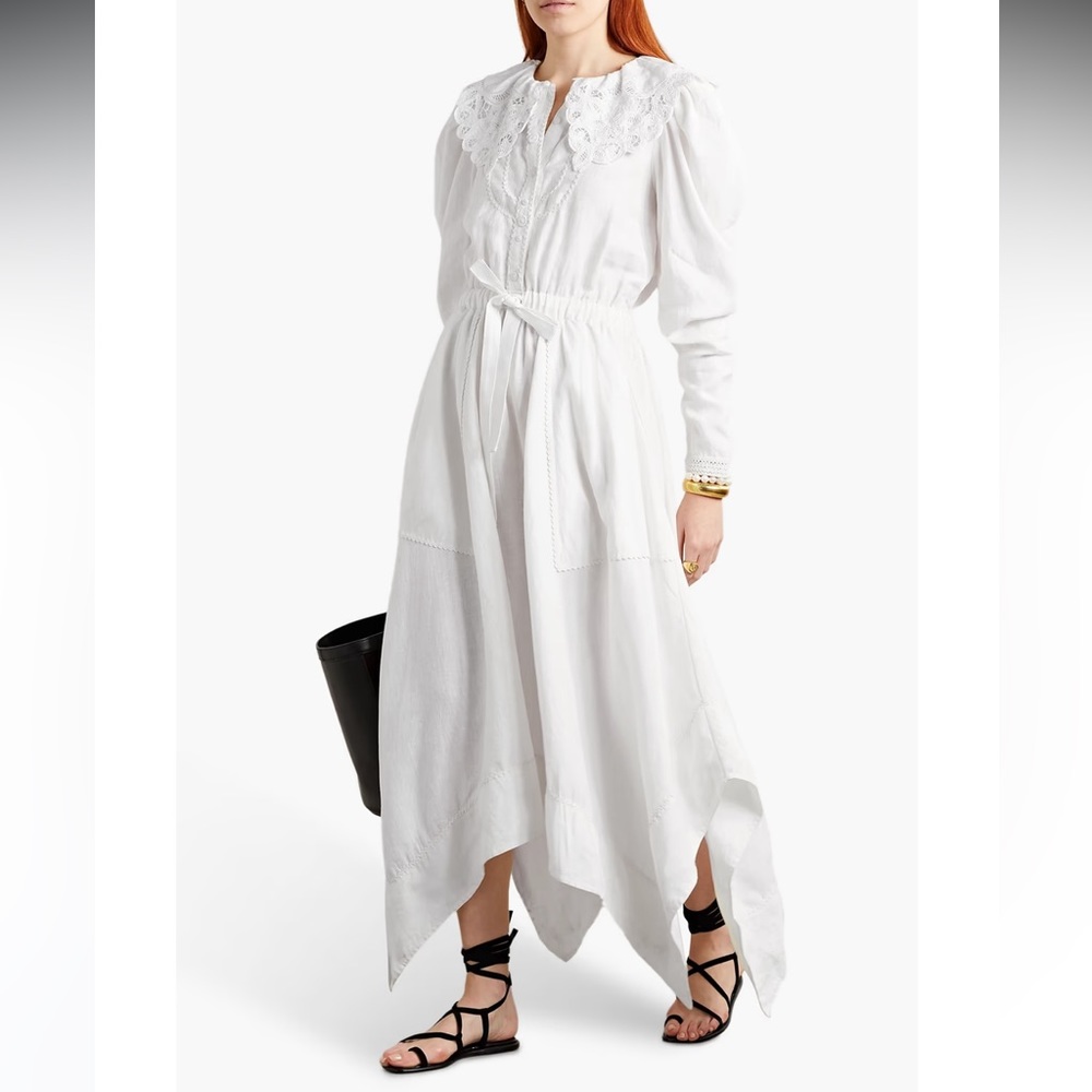 NEW WITH TAGS! ULLA JOHNSON
Fiona crochet-trimmed linen midi dress